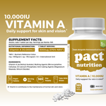 Pact Nutrition Vitamin A supplement bottle with nutritional information label 